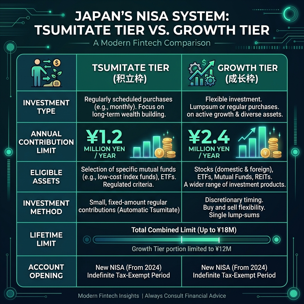 Talaan ng paghahambing ng NISA Tsumitate vs Growth tiers